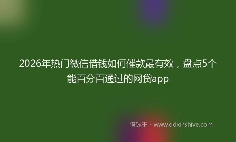 2026年热门微信借钱如何催款最有效，盘点5个能百分百通过的网贷app