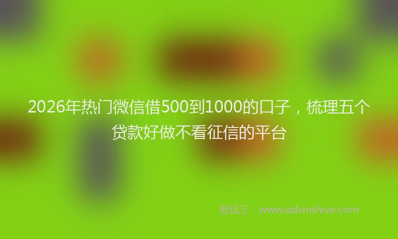 2026年热门微信借500到1000的口子，梳理五个贷款好做不看征信的平台
