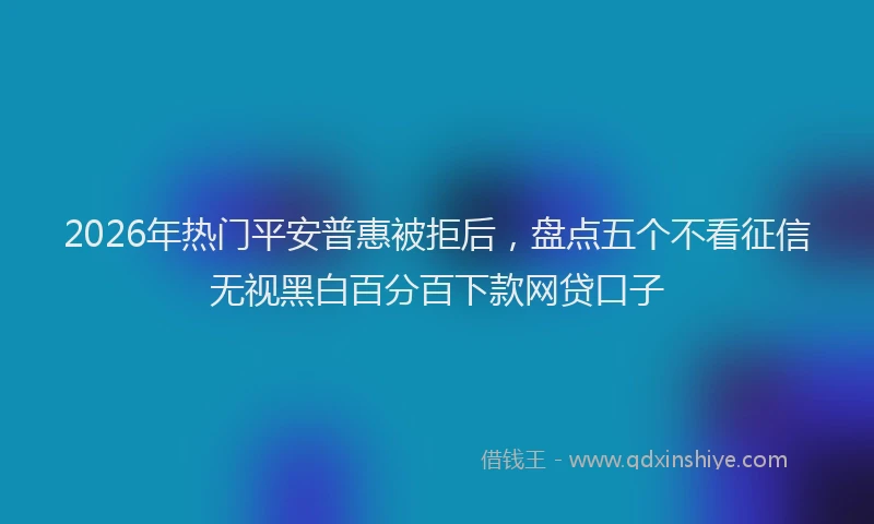 2026年热门平安普惠被拒后，盘点五个不看征信无视黑白百分百下款网贷口子