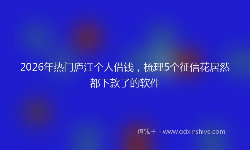 2026年热门庐江个人借钱，梳理5个征信花居然都下款了的软件