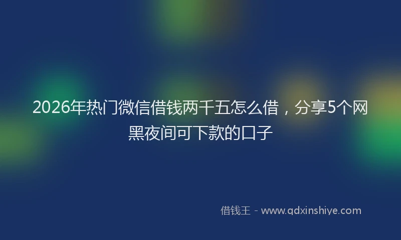 2026年热门微信借钱两千五怎么借，分享5个网黑夜间可下款的口子