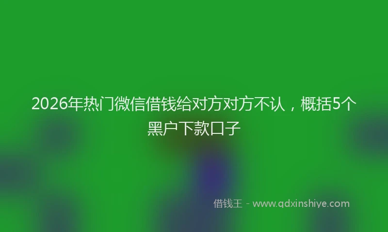 2026年热门微信借钱给对方对方不认，概括5个黑户下款口子