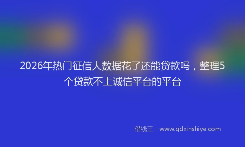2026年热门征信大数据花了还能贷款吗，整理5个贷款不上诚信平台的平台