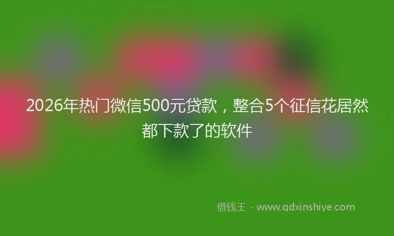 2026年热门微信500元贷款，整合5个征信花居然都下款了的软件