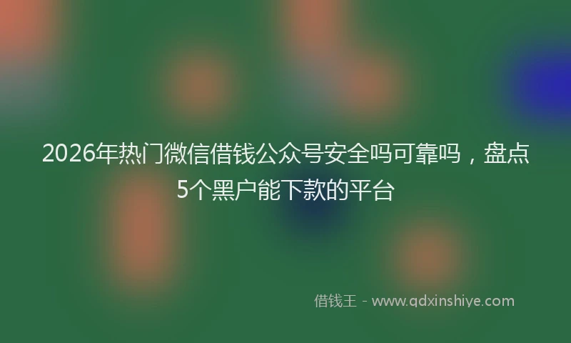 2026年热门微信借钱公众号安全吗可靠吗，盘点5个黑户能下款的平台