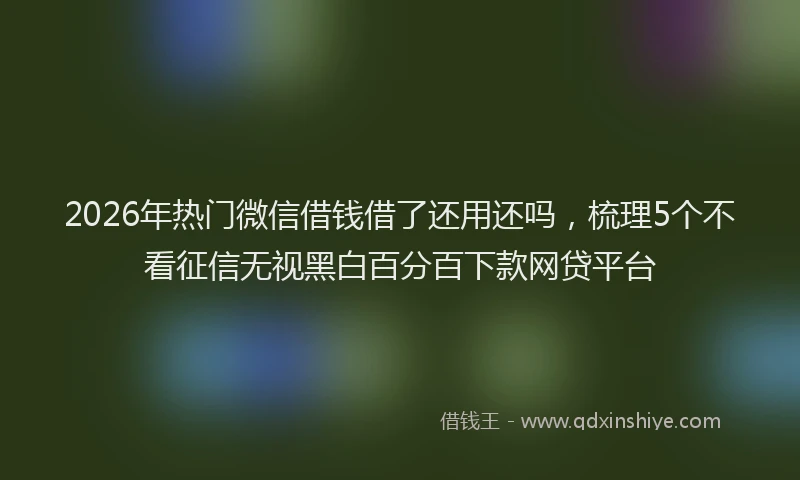 2026年热门微信借钱借了还用还吗,梳理5个不看征信无视黑白百分百下款网贷平台
