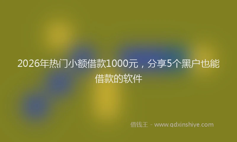 2026年热门小额借款1000元,分享5个黑户也能借款的软件
