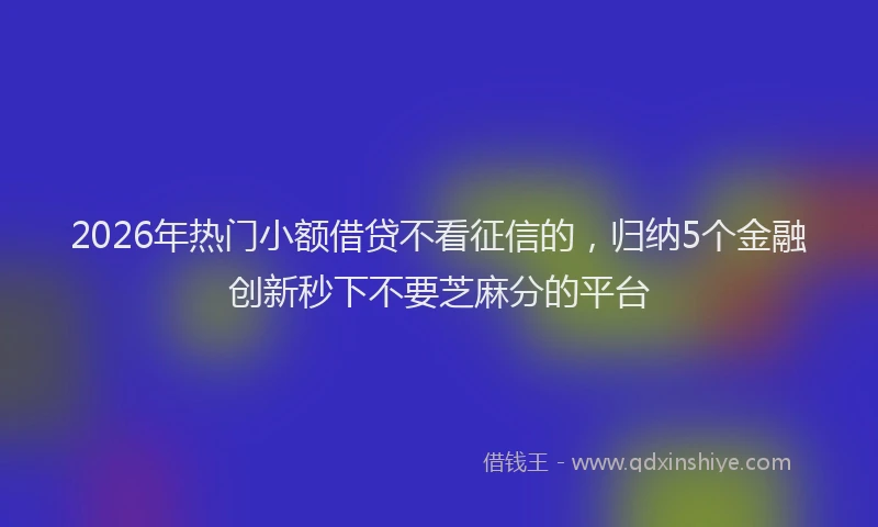 2026年热门小额借贷不看征信的，归纳5个金融创新秒下不要芝麻分的平台