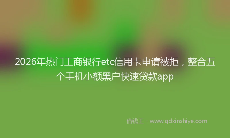 2026年热门工商银行etc信用卡申请被拒，整合五个手机小额黑户快速贷款app