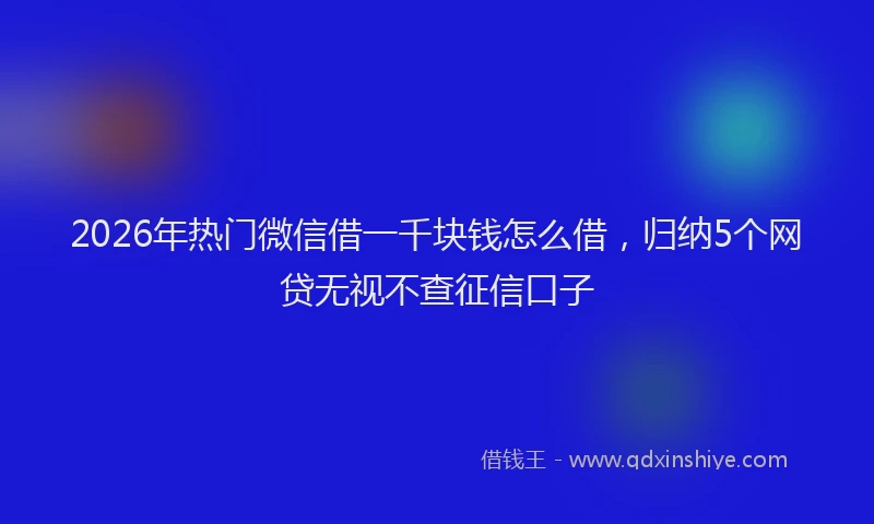 2026年热门微信借一千块钱怎么借，归纳5个网贷无视不查征信口子