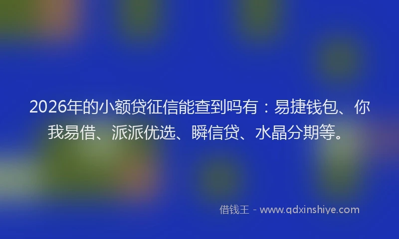 2026年的小额贷征信能查到吗有:易捷钱包、你我易借、派派优选、瞬信贷、水晶分期等。