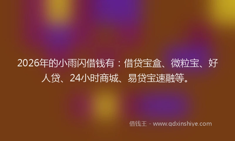 2026年的小雨闪借钱有：借贷宝盒、微粒宝、好人贷、24小时商城、易贷宝速融等。