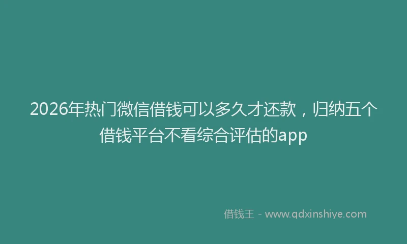 2026年热门微信借钱可以多久才还款，归纳五个借钱平台不看综合评估的app