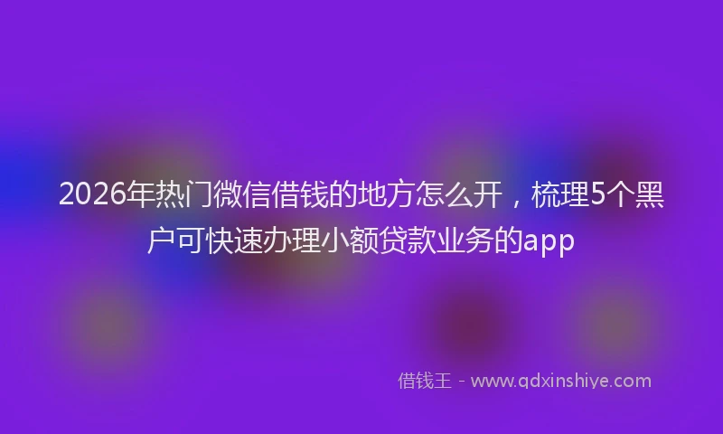 2026年热门微信借钱的地方怎么开，梳理5个黑户可快速办理小额贷款业务的app