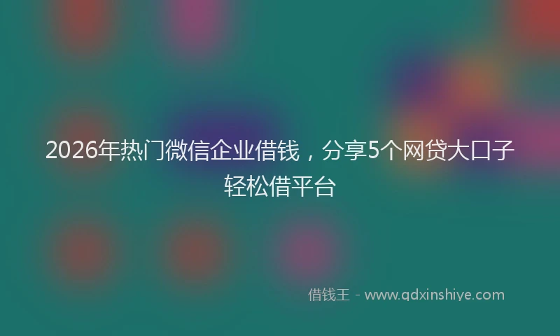 2026年热门微信企业借钱，分享5个网贷大口子轻松借平台