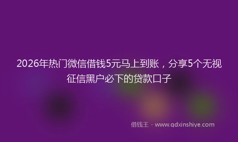 2026年热门微信借钱5元马上到账,分享5个无视征信黑户必下的贷款口子