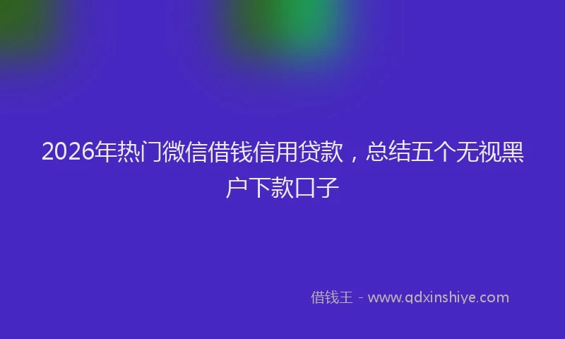 2026年热门微信借钱信用贷款,总结五个无视黑户下款口子