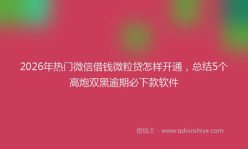 2026年热门微信借钱微粒贷怎样开通，总结5个高炮双黑逾期必下款软件