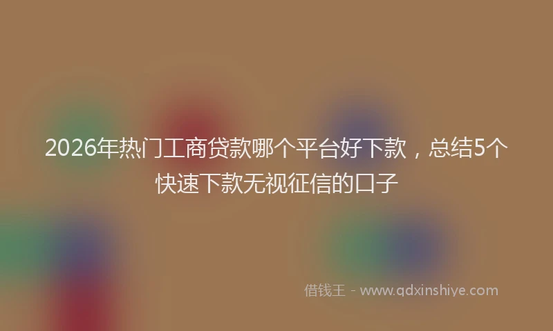 2026年热门工商贷款哪个平台好下款，总结5个快速下款无视征信的口子