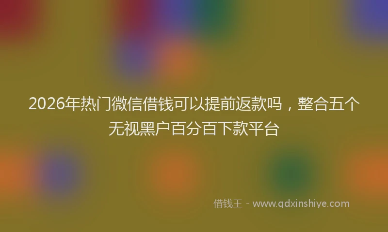 2026年热门微信借钱可以提前返款吗，整合五个无视黑户百分百下款平台