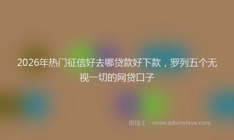 2026年热门征信好去哪贷款好下款，罗列五个无视一切的网贷口子