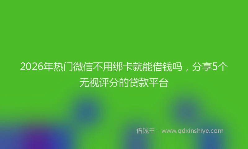 2026年热门微信不用绑卡就能借钱吗，分享5个无视评分的贷款平台