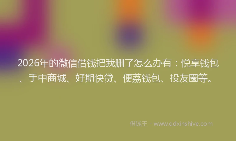 2026年的微信借钱把我删了怎么办有：悦享钱包、手中商城、好期快贷、便荔钱包、投友圈等。