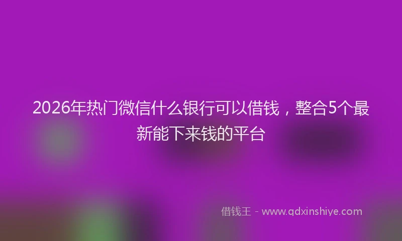 2026年热门微信什么银行可以借钱，整合5个最新能下来钱的平台