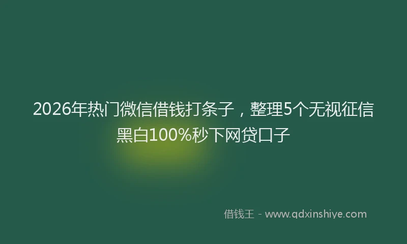 2026年热门微信借钱打条子，整理5个无视征信黑白100%秒下网贷口子
