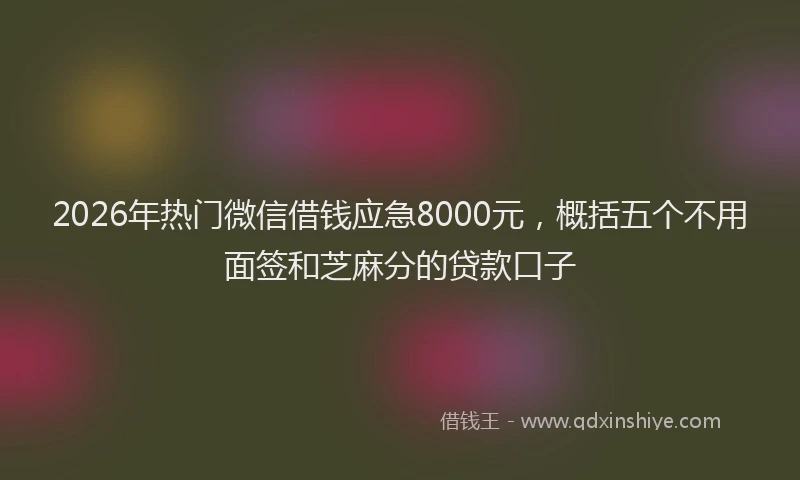 2026年热门微信借钱应急8000元，概括五个不用面签和芝麻分的贷款口子