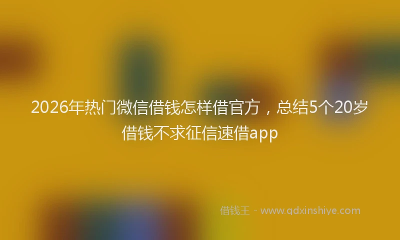 2026年热门微信借钱怎样借官方，总结5个20岁借钱不求征信速借app