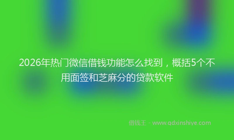 2026年热门微信借钱功能怎么找到，概括5个不用面签和芝麻分的贷款软件