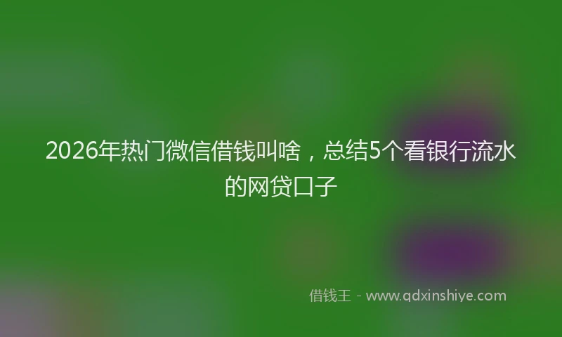 2026年热门微信借钱叫啥，总结5个看银行流水的网贷口子