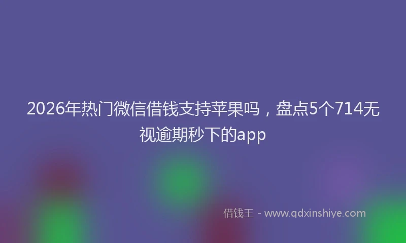2026年热门微信借钱支持苹果吗,盘点5个714无视逾期秒下的app