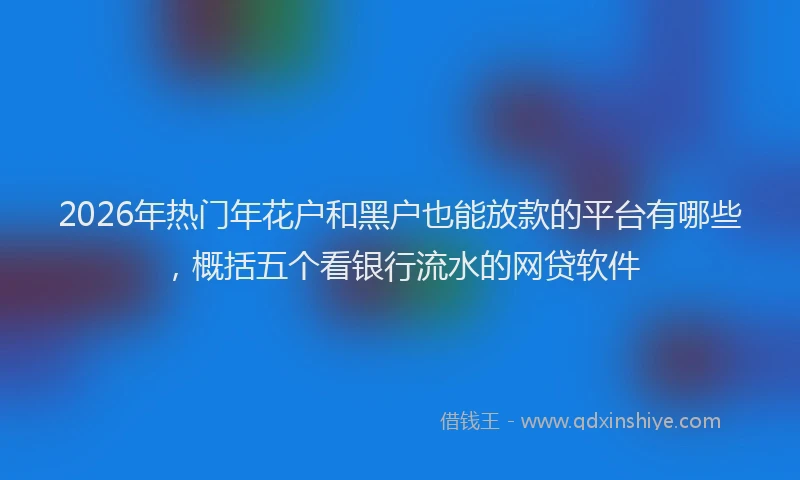 2026年热门年花户和黑户也能放款的平台有哪些，概括五个看银行流水的网贷软件