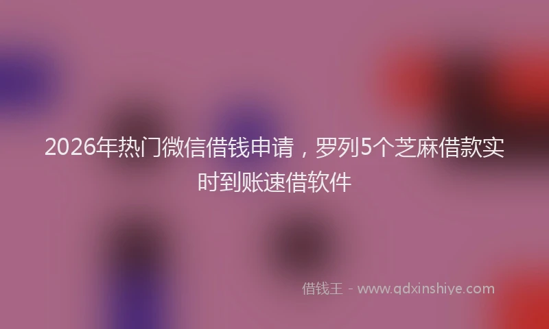 2026年热门微信借钱申请,罗列5个芝麻借款实时到账速借软件