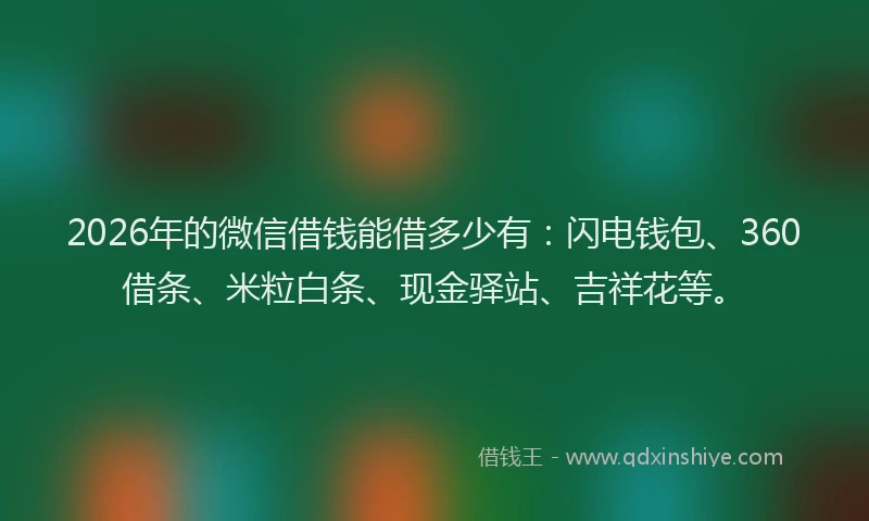 2026年的微信借钱能借多少有：闪电钱包、360借条、米粒白条、现金驿站、吉祥花等。