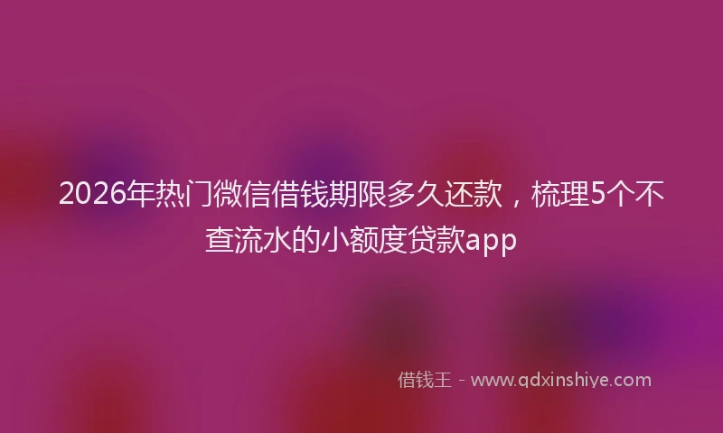 2026年热门微信借钱期限多久还款，梳理5个不查流水的小额度贷款app