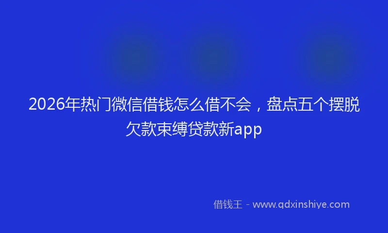 2026年热门微信借钱怎么借不会，盘点五个摆脱欠款束缚贷款新app