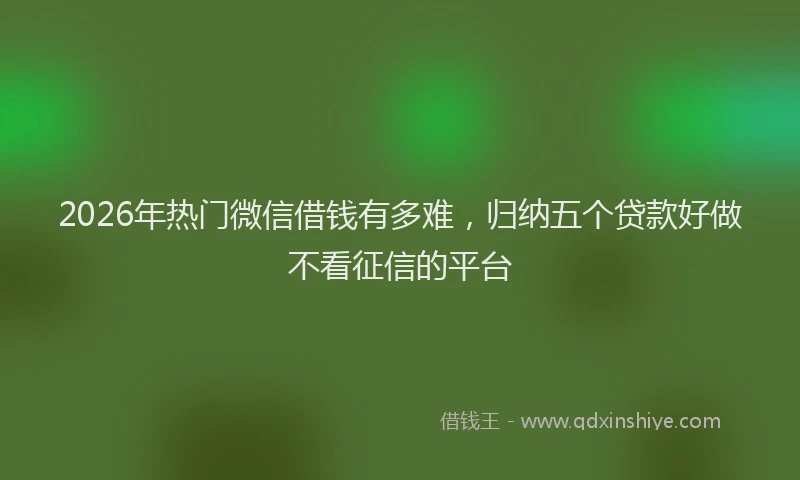 2026年热门微信借钱有多难，归纳五个贷款好做不看征信的平台