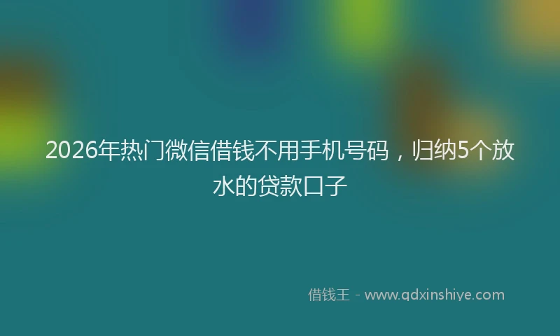 2026年热门微信借钱不用手机号码，归纳5个放水的贷款口子