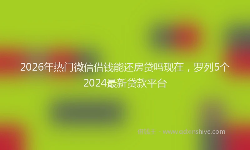 2026年热门微信借钱能还房贷吗现在，罗列5个2024最新贷款平台