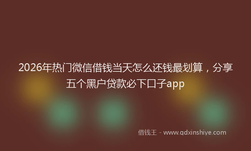2026年热门微信借钱当天怎么还钱最划算，分享五个黑户贷款必下口子app