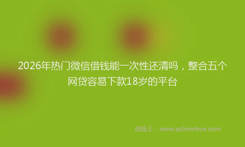 2026年热门微信借钱能一次性还清吗，整合五个网贷容易下款18岁的平台