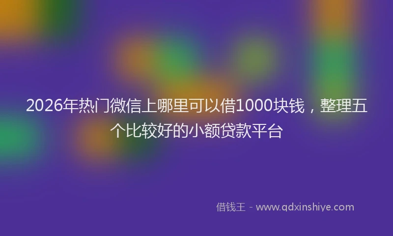 2026年热门微信上哪里可以借1000块钱，整理五个比较好的小额贷款平台