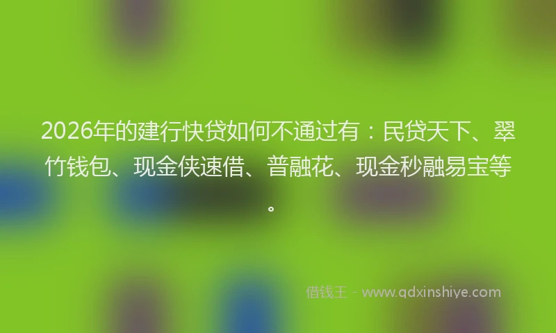 2026年的建行快贷如何不通过有：民贷天下、翠竹钱包、现金侠速借、普融花、现金秒融易宝等。