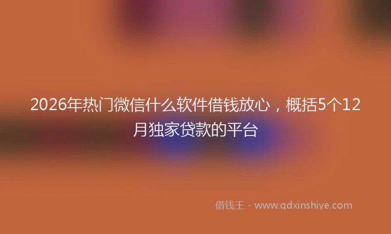 2026年热门微信什么软件借钱放心，概括5个12月独家贷款的平台