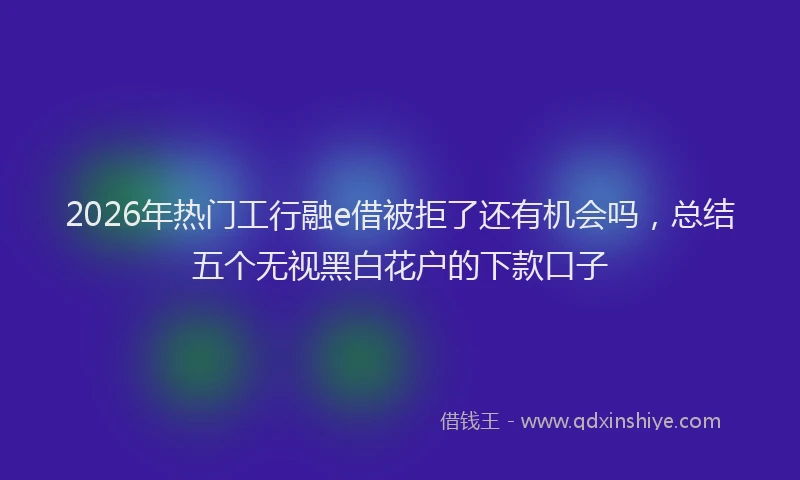 2026年热门工行融e借被拒了还有机会吗，总结五个无视黑白花户的下款口子