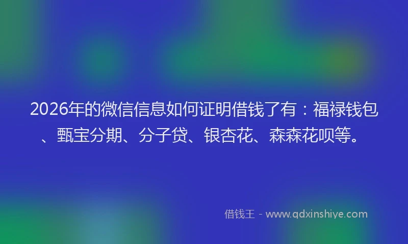 2026年的微信信息如何证明借钱了有：福禄钱包、甄宝分期、分子贷、银杏花、森森花呗等。