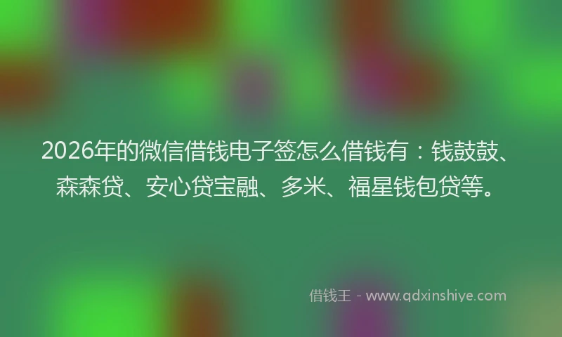 2026年的微信借钱电子签怎么借钱有：钱鼓鼓、森森贷、安心贷宝融、多米、福星钱包贷等。